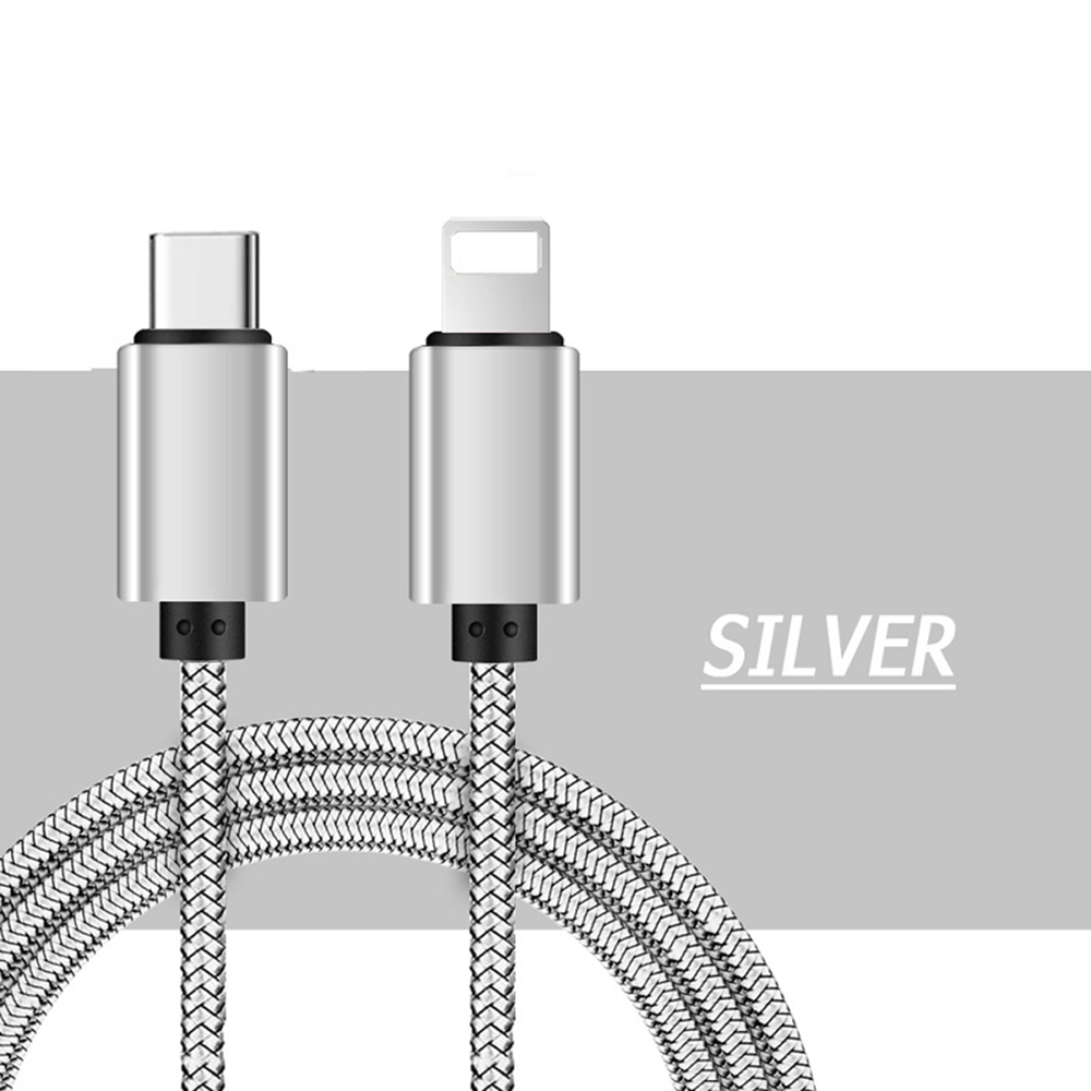 Câble tressé USB Type C vers Lightning, 20W PD, Charge rapide, pour Apple iPhone 14 13 12 11, cordon de données, accessoires de téléphone: WHITE / 0.8 m