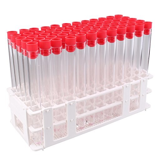 60 stuk Test Buizen 15ml (16x150mm) clear Plastic Test Tube Set met Caps en Rack