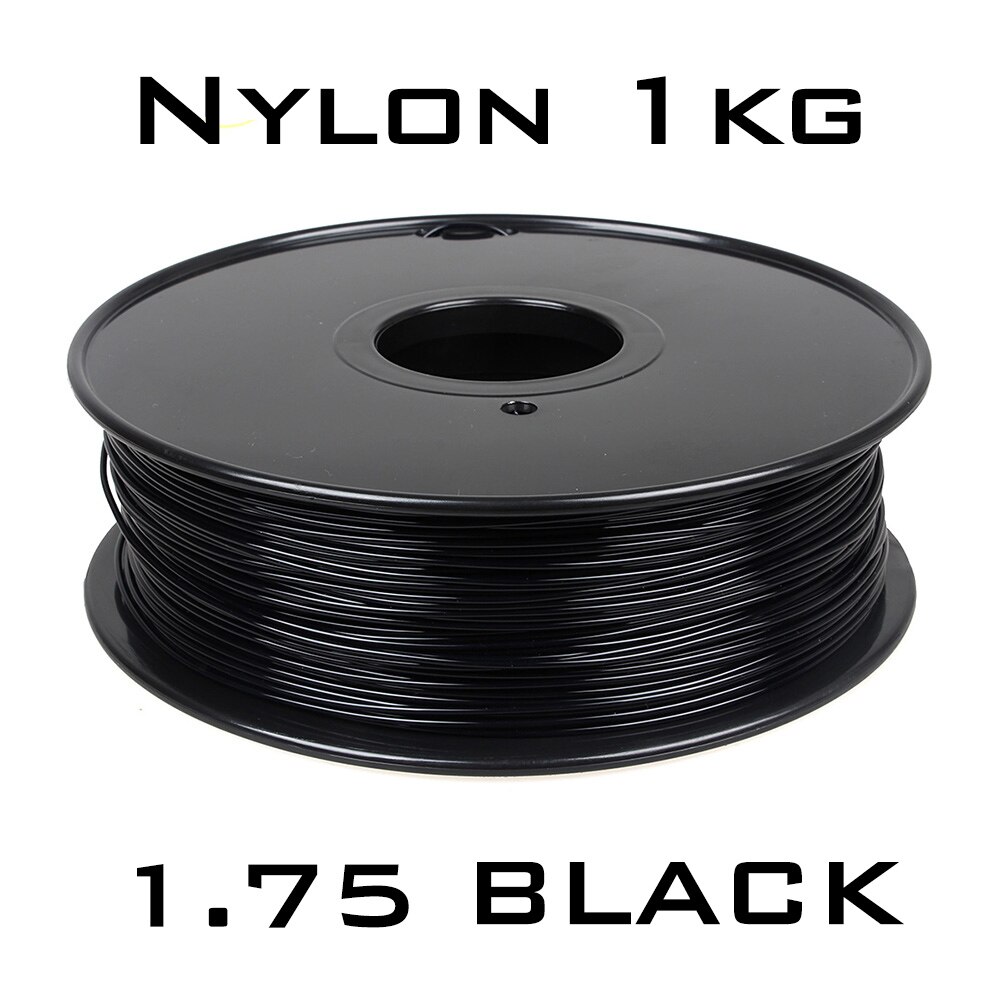 LERDGE 3D Drucker Filament Nylon 1,75mm 1KG Spule Zähigkeit Material transparent Einfarbig Weiß Pa Liefert Schwarz Verbrauchs: Nylon schwarz