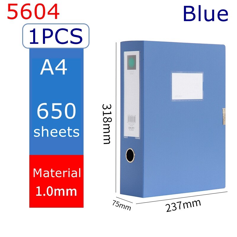 Deli 5603 file box A4 file folder documents storage bag storage box label box: 5604-BLUE