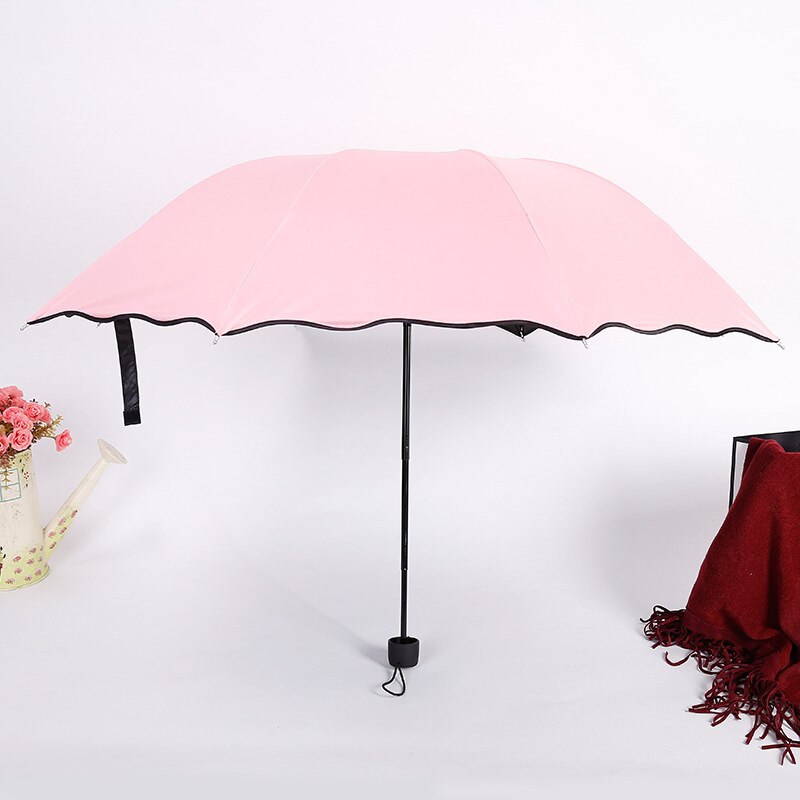 sunny umbrella Travel Parasol Folding Rain Windproof Umbrella Folding Anti-UV Sun/Rain Umbrella folding mini: pink