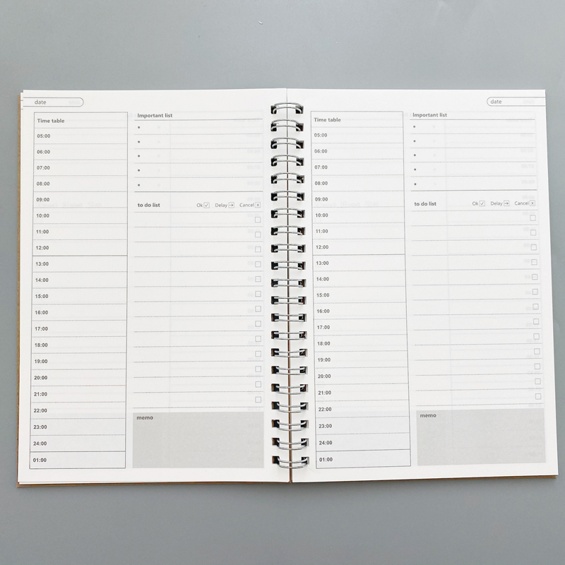 Cuadernos para Agendas, agenda semanal, organizador espiral Libretas A5, libros de notas, agenda mensual de papel Kraft, Filofa: Kraft Daily Plan