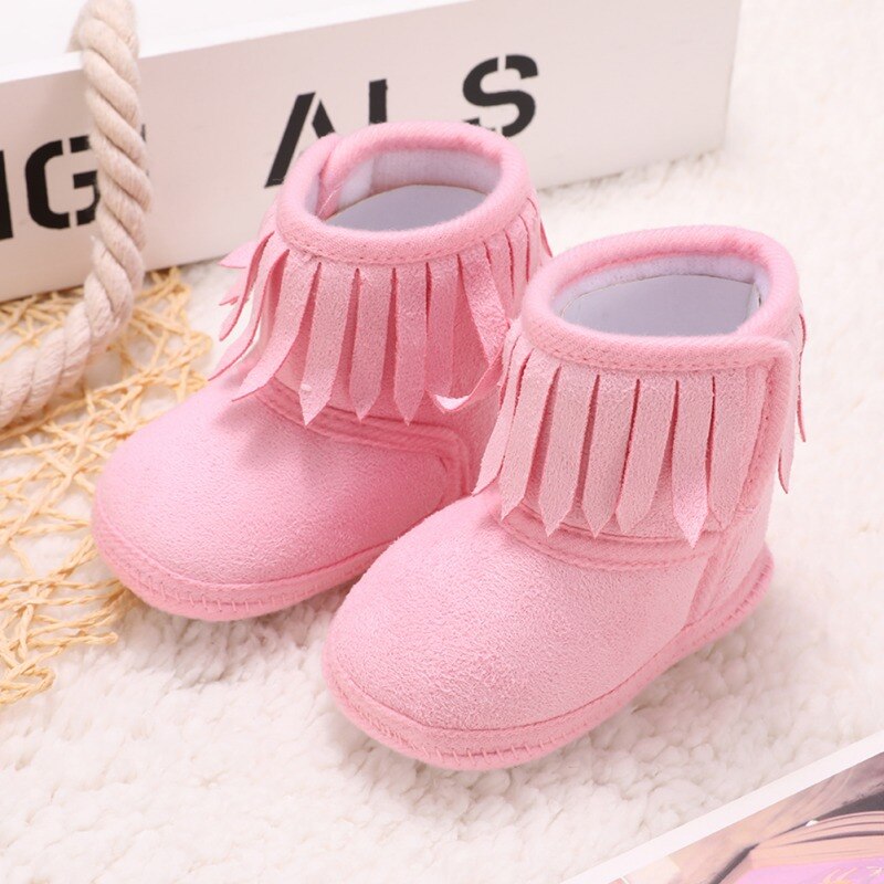 Schattige Baby Meisje Winter Snowboots Peuter Kwasten Soft Sole Crib Schoenen 0-18 M: 27P / 7-12 Months