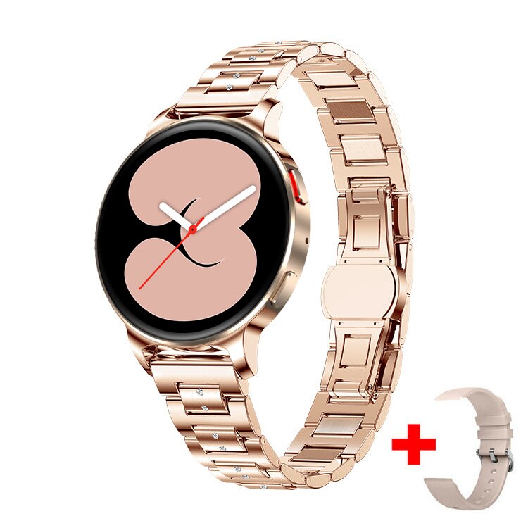 Vrouwen Smartwatch Full Touch Screen Ondersteuning Dial Call Hartslag Bloeddruk Smart Horloge Mannen Voor Samsung Android Horloge Vrouwen: Rose gold steel
