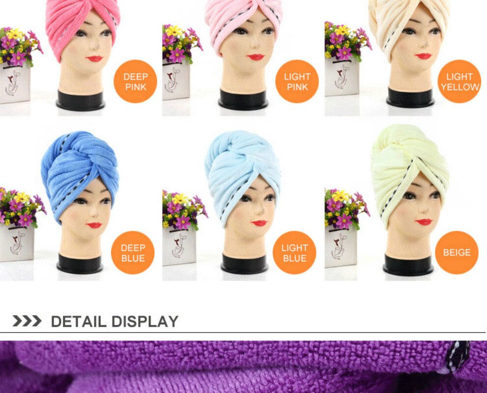Microfiber Hair Towel Wrap Super Absorbent Quick Dry Turban Drying Curly Long Thick Hair Bath Cap Drying Wraps Bathroom Towels