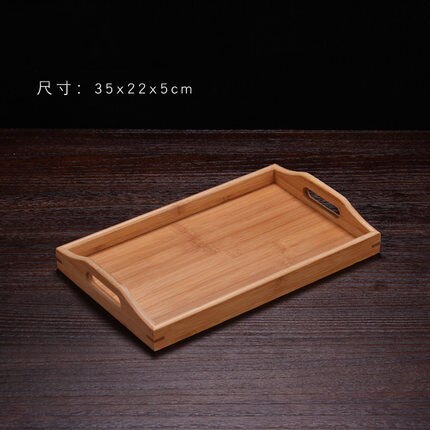 XMT-HOME Rectangle tea table wooden solid wood serving tea tray bamboo tea tray desk: 35x22x5 h