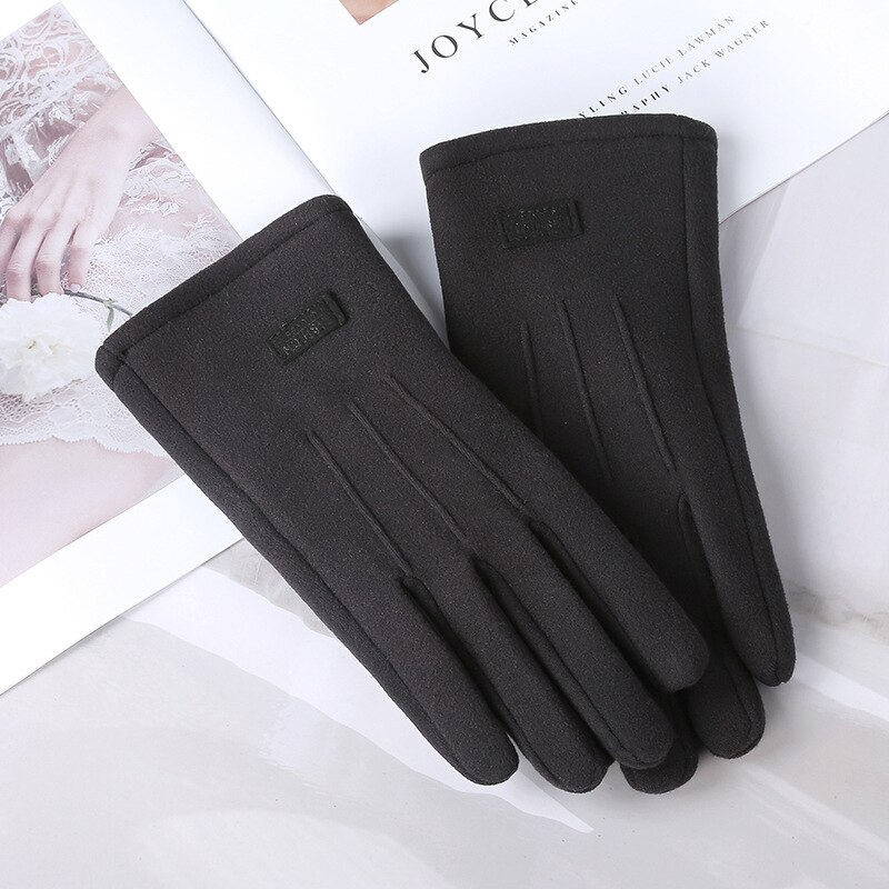 Winter Ladies Warm Gloves Thick Touch Screen Plus Velvet Riding Self-Heating Gloves Drive: black