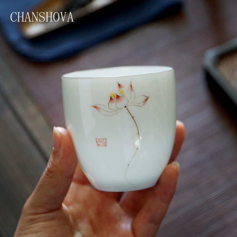 Chanshova tradicional estilo chinês 150ml sob vitrificado mão desenhada padrão cerâmica xícara de chá porcelana porcelana café copos g001