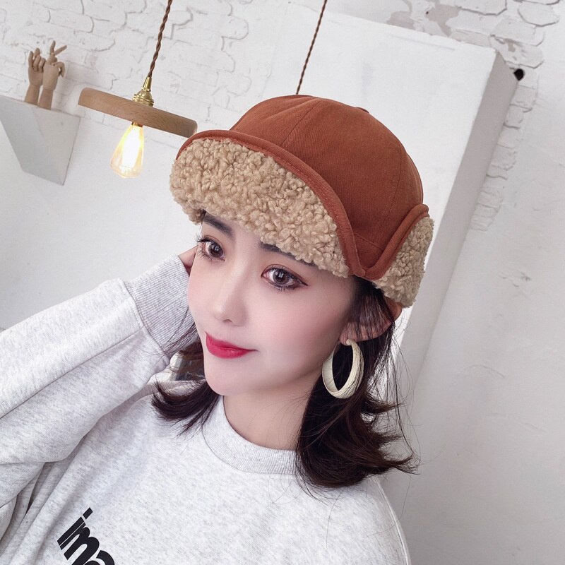 Cappello da cacciatore invernale da donna Ushanka bombardiere cappelli di pelliccia cappello da neve elastimo per tempo freddo unisex: C08