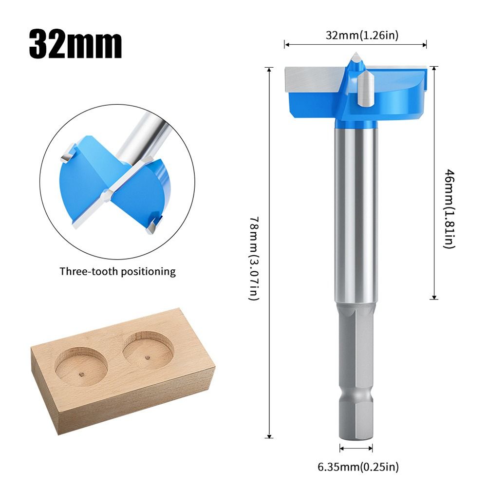 Broca de repuesto Forstner de 15-32mm, broca con punta de carburo para madera dura, juego de sierra de agujero, bisagra para carpintería, Kits de herramientas: Negro