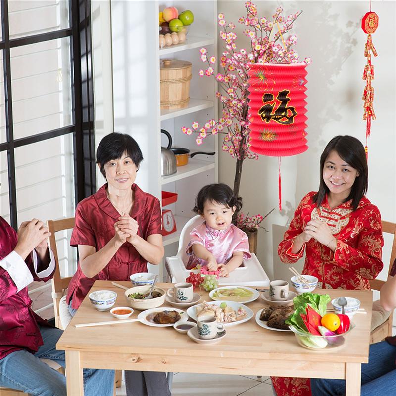 10PCS Chinese Year Spring Festival Paper Lantern Decorative Chinese Style Paper Lanterns Year Hanging Festive Decoration