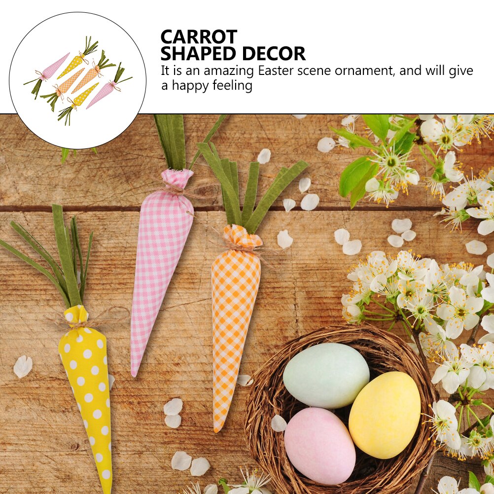 6 Pcs Easter Carrot Shaped Ornaments Cloth Carrot Decor Carrot Easter Party Decor