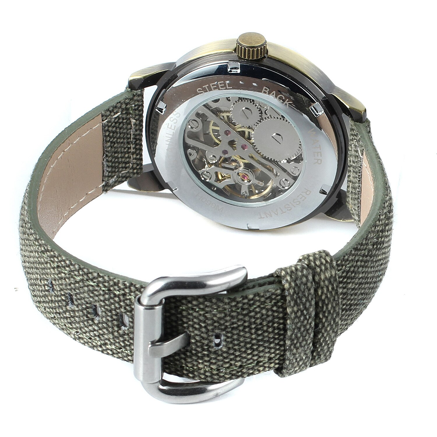 Forsining Mannen Horloge Skeleton Mechanische Hand Wind Canvas Strap Stijlvolle Romeinse Cijfers Vogue Horloge Heren Horloges