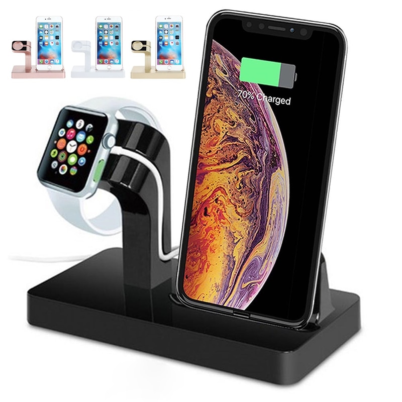 Supporto per caricabatterie Wireless 2 In 1 per iPhone 11 Pro XS MAX XR X 8 Plus supporto per Dock Station di ricarica per Apple Watch 5 4 3 2 caricabatterie