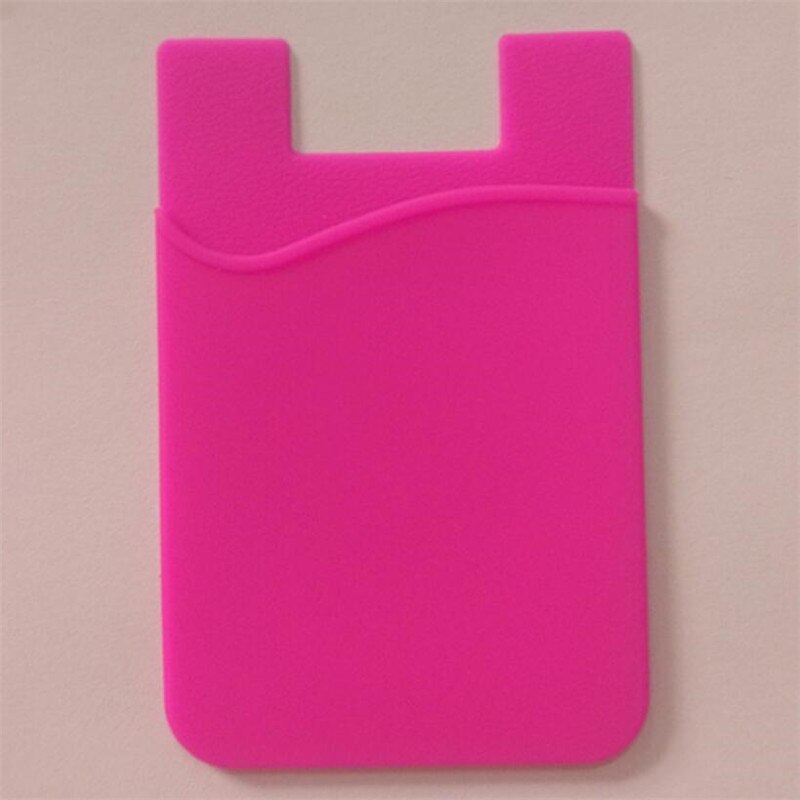 1Pc Dubbele Zak Elastische Stretch Siliconen Mobiele Telefoon Id Credit Kaarthouder Sticker Universal Wallet Case Kaarthouder: Rose Rood