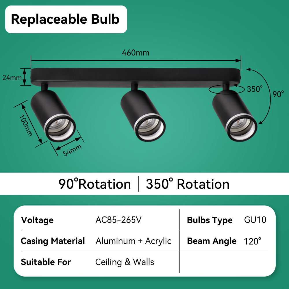 220V LED Spot Lights Home Decoration Ceiling Lights GU10 Adjustation Sport Lighting For Bedroom Kitchen 3 Color Track Lighting