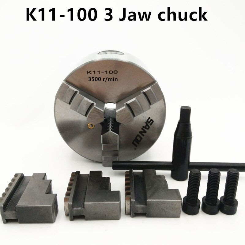 3 Jaw 100mm 4" Self-Centering Lathe Chuck K11 100 with Wrench Screws Hardened Steel for Drilling Milling Machine Mini lathe: Default Title