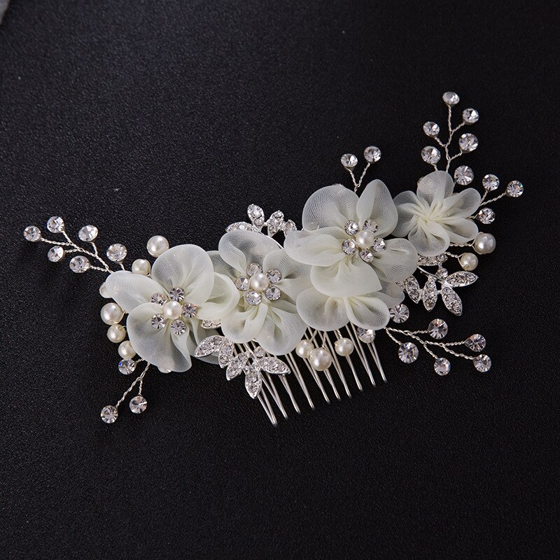 Horquillas para el pelo de cristal con flor de perla, peine lateral, tocado para de boda, dama de honor, novia, accesorios para el cabello: D
