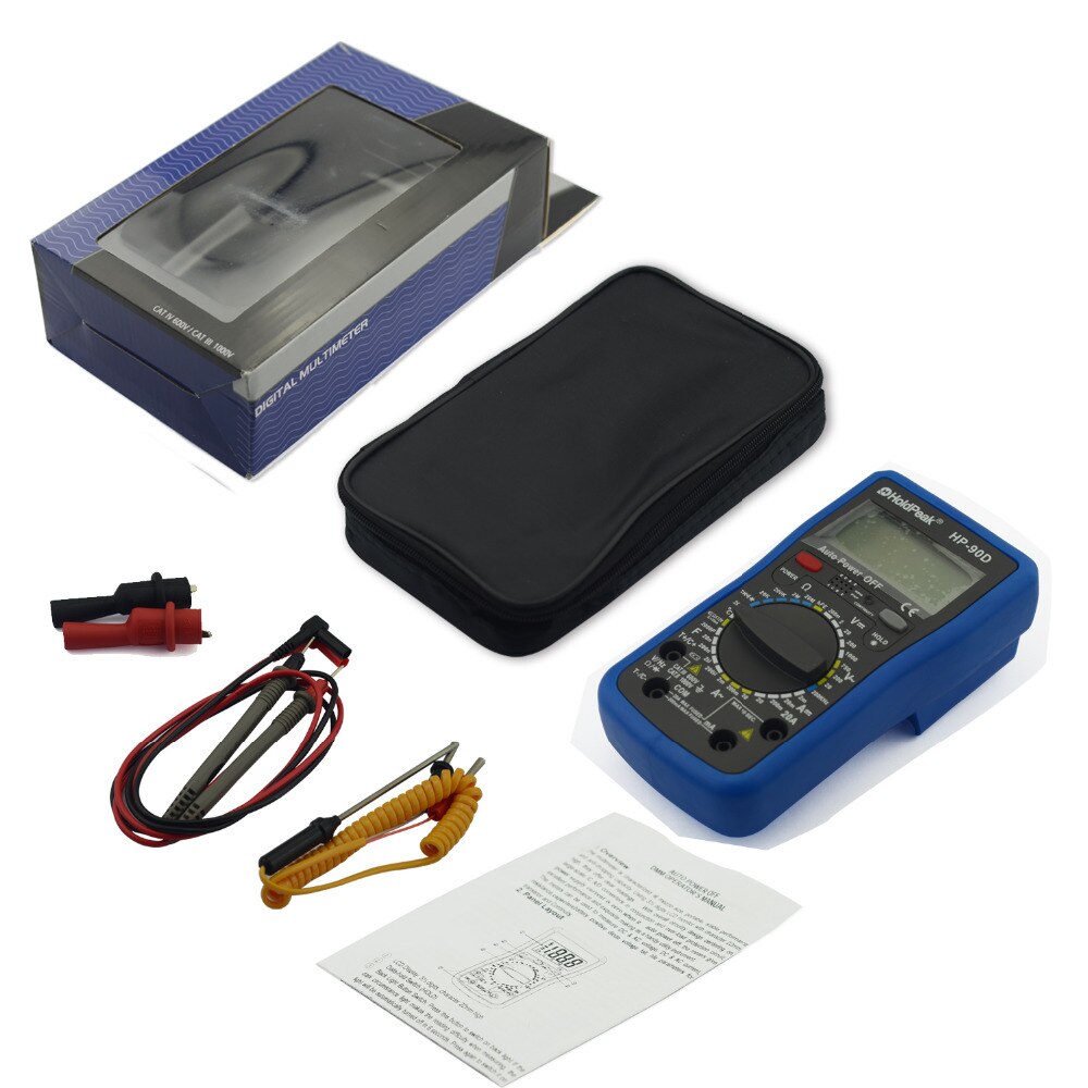 Multimetro Digitale HoldPeak HP-90D 1000V Digital-Multimeter Meter mit Diode/hFE/Widerstand/Kapazität Prüfung