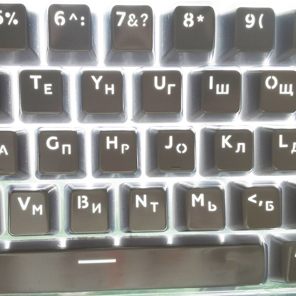Gaming keycaps Mechanical keyboard cap Key 104 Keys Translucent Backlight Keycaps Russian/Korean Key Cap Switches, White & Black