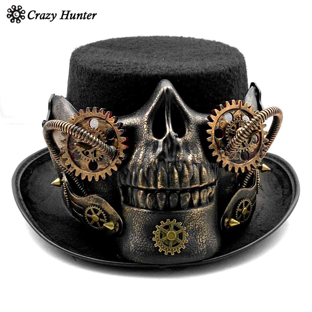 Mannen Steampunk Skeleton Top Hoed Gothic Schedel Gears Party Versnellingen Punk Hoed
