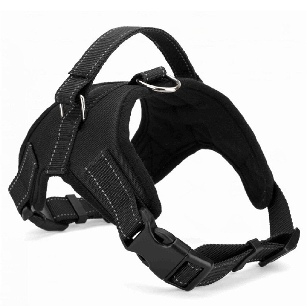 Nylon Zware Hond Huisdier Harnas Kraag Verstelbare Gewatteerde Extra Grote Grote Medium Kleine Hond Harnassen Vest Husky Honden Benodigdheden: black / L