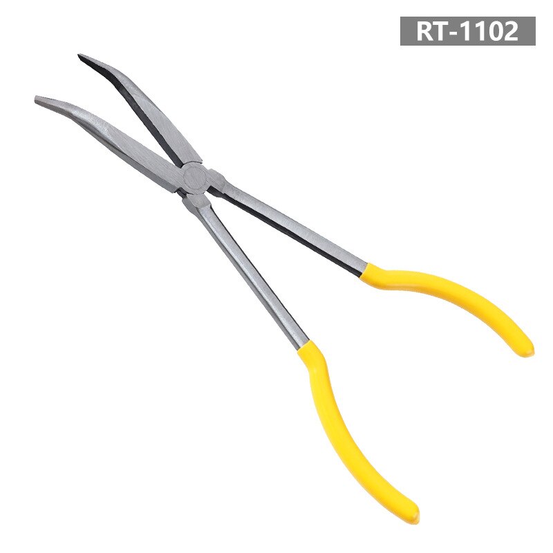 Carbon steel Bent Nose Pliers 280mm Extra Long Nose Pliers Straight 45 Or 0 Degrees Or 90 Degree Round Nose Pliers Hand Tool: Curved mouth