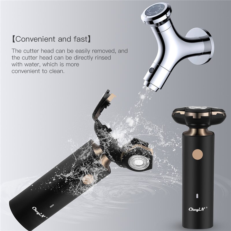 Rasoir électrique 4D pour hommes, 3 lames, lavable, tondeuse pour le nez, les cheveux, brosse de nettoyage du visage, Rechargeable par USB
