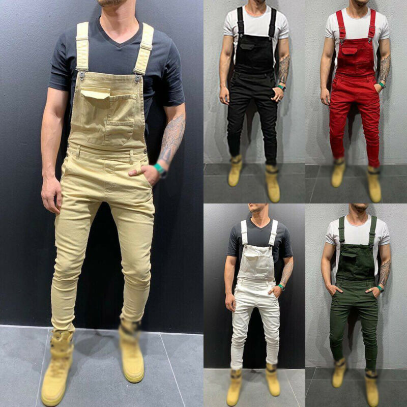 Hommes Denim Jeans salopette salopette combinaison Slim Fit bavoir pantalon décontracté coréen vêtements combinaison hommes