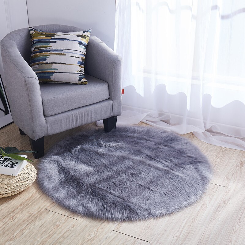 Tapis de table en fausse fourrure rond gris blanc 70x70cm | Tapis gris blanc rond pour bébé, couverture d'étape, accessoires photo de bébé, tapis de fond, couverture de sol, décoration de la salle