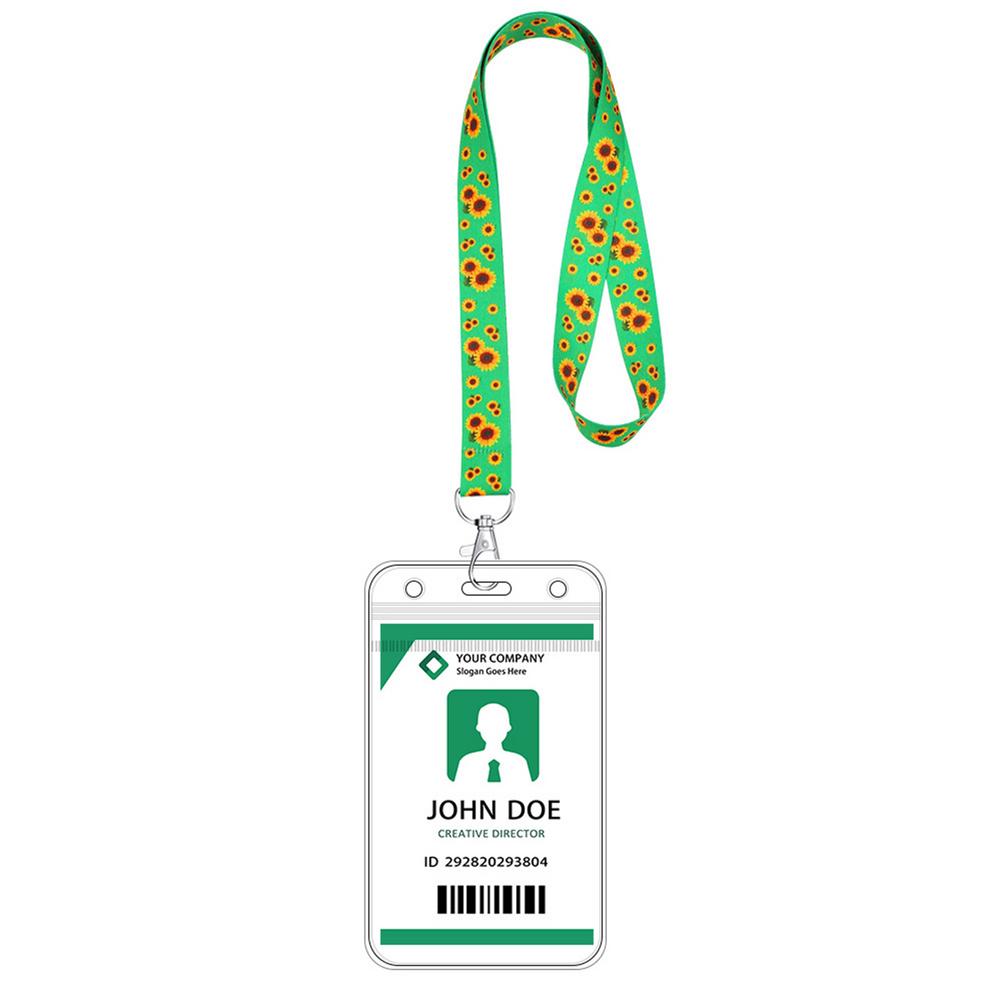 Universal Card Holder Includes Sunflower Neck Lanyard Straps And Transparent Badge Waterproof For Keys ID Card Plane Ticket: C