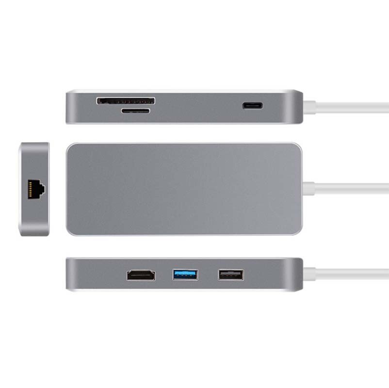 Thunderbolt 3 docka usb hub typ-c till hdmi ethernet  rj45 adapter multi usb 3.0 usb c ladda tf sd-kort för macbook pro usb c hub: 1000m nätverkskort
