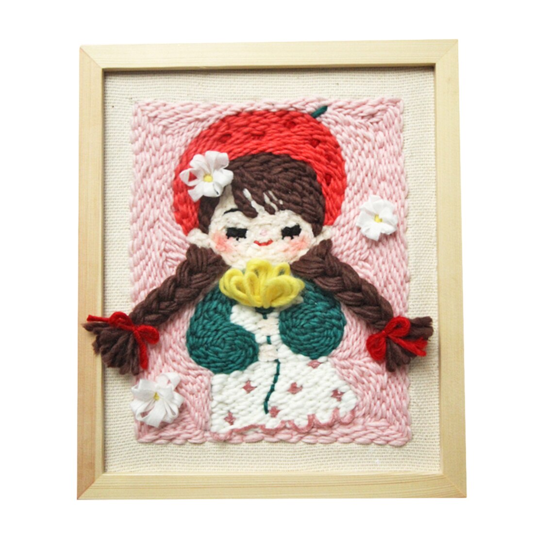 Bricolage tricot laine tapis Kit d'accrochage artisanat laine broderie avec 25x30cm cadre en bois: 1