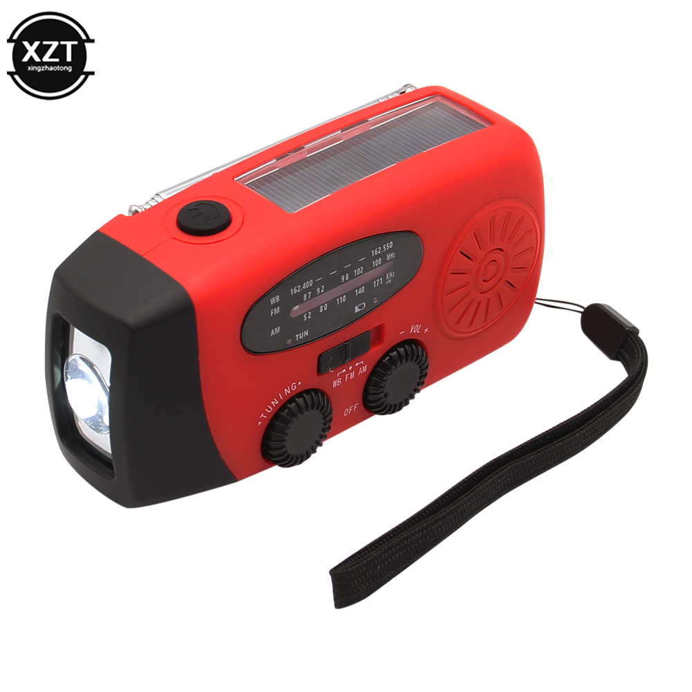 Przenośne radio AM/FM/WB Solarny generator korby ręcznej Oświetlenie LED Wielofunkcyjny odbiornik audio Zewnętrzne narzędzia awaryjne