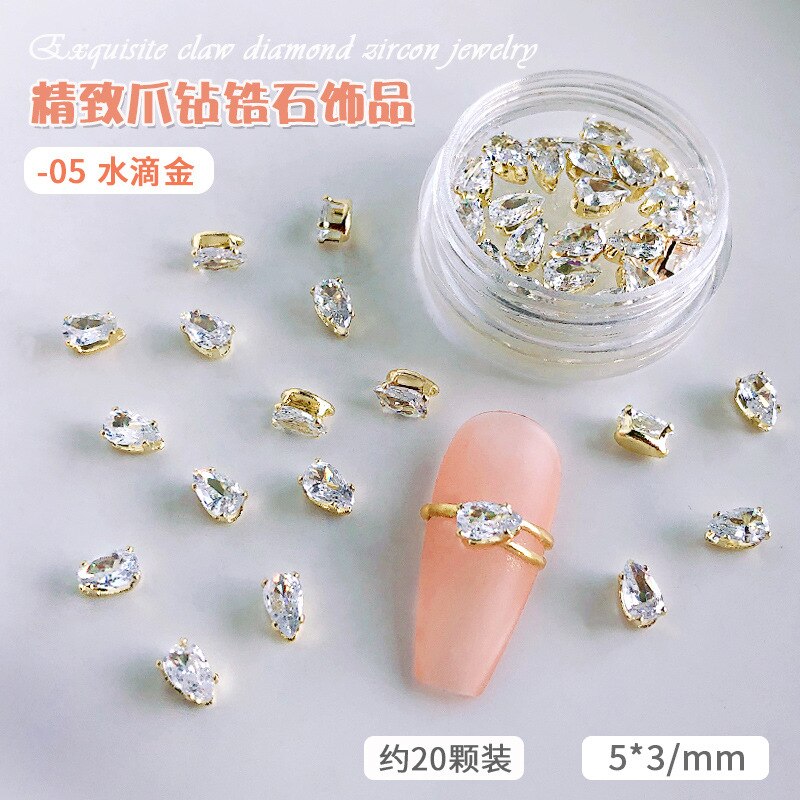 20 stk/potte negle dekoration udsøgt klo diamant zirkon smykker negle tilbehør til negle manicure skønhed: 05
