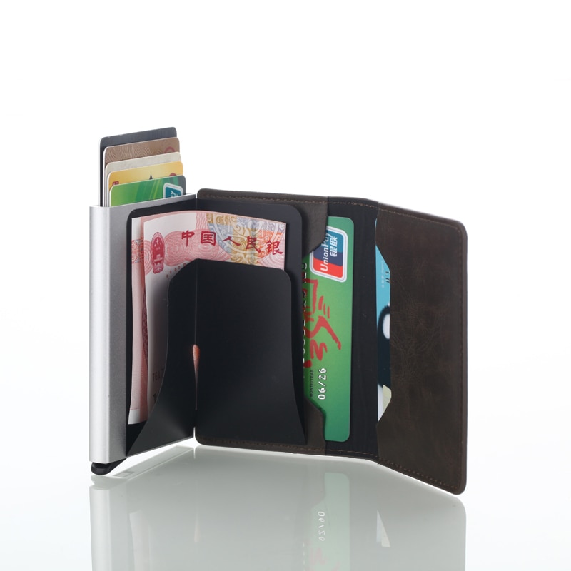 Automatic RFID Card Holder Men Credit Card Holders Business ID Card Case Aluminium Bank Card Wallets