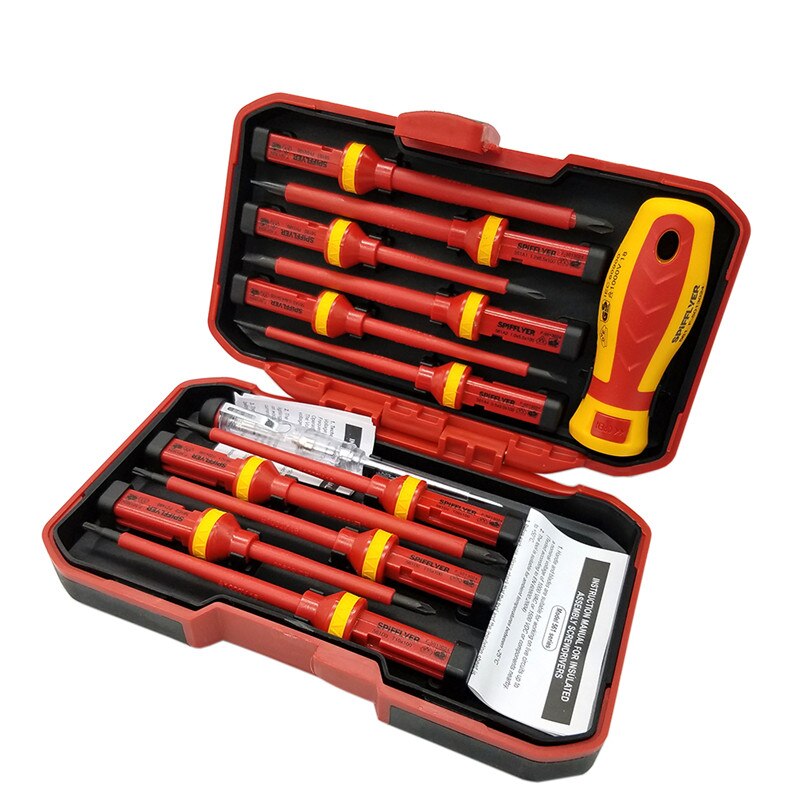 Multifunctionele 13Pcs Vde Geïsoleerde Set Chrome Vanadium Staal Elektrische Geïsoleerde Plastic Handvat Schroevendraaier Reparatie Installeren Tool
