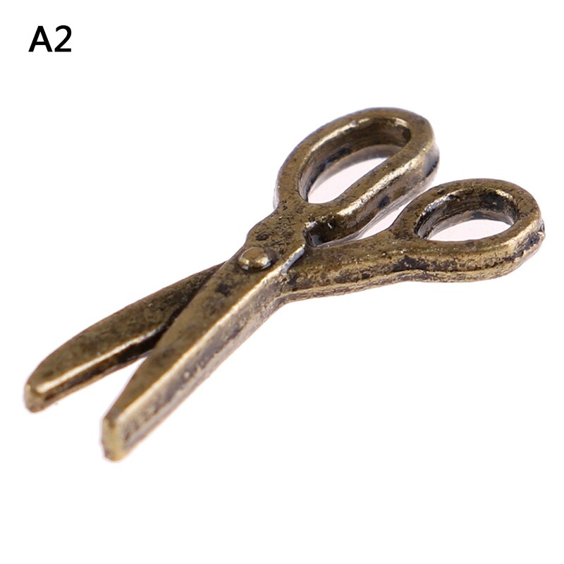 Miniatures Dolls House Furniture 1:12 Dollhouse Accessorie Metal Mini Silver Metal Scissors 1pc Simulation Scissors: A2