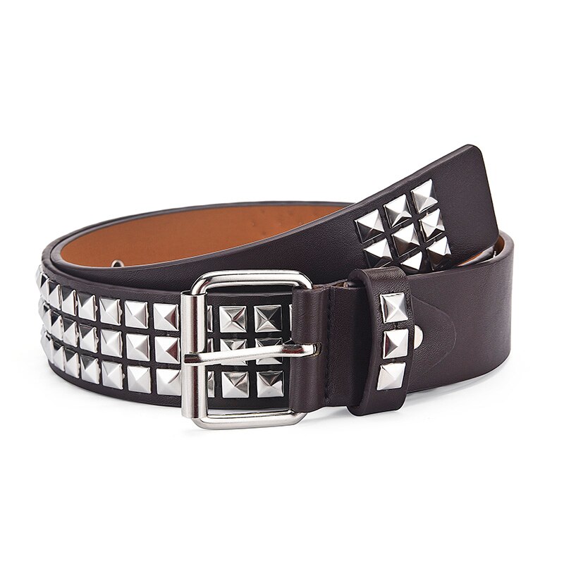Square Bead Rivet Belt Metal Pyramid Belt Men and Women Punk Hardware Jeans Belt Y2K Belt Belt Women's Belt