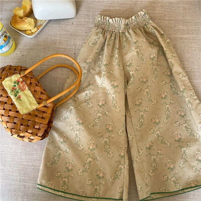 Herten Jonmi 2022 Zomer Baby Meisjes Bloemen Gedrukt Losse Broek Koreaanse Stijl Kinderen Dunne Flared Broek