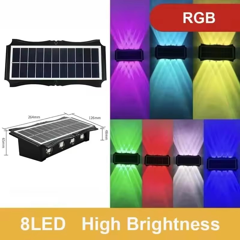 Zonne-wandlamp buiten zonne-LED-licht waterdicht op en neer lichtgevende verlichting balkon tuin tuindecoratie zonne-verlichting: Cold White