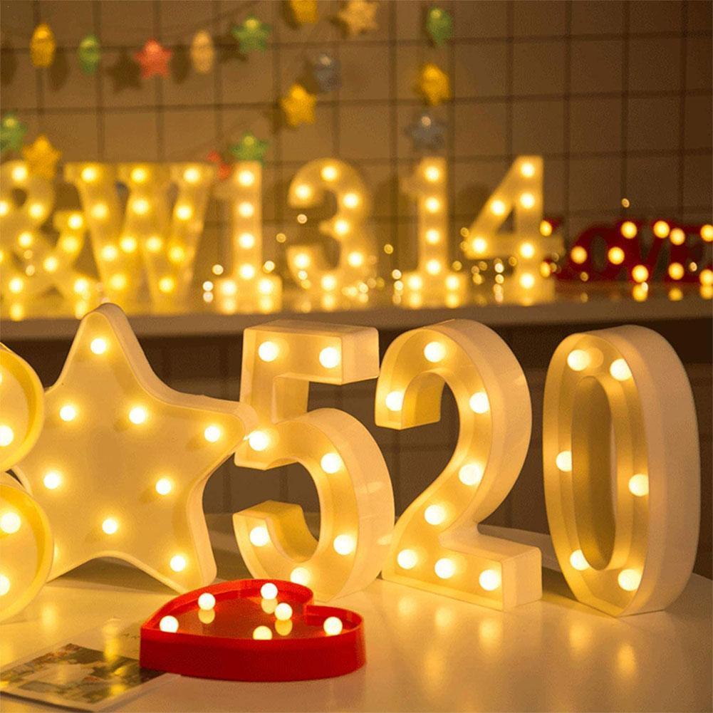 Party Decoration Number 0-9 Letter LED Lights Luminous Number Lamp Decor Battery Night Light For Home Wedding Birthday Christmas