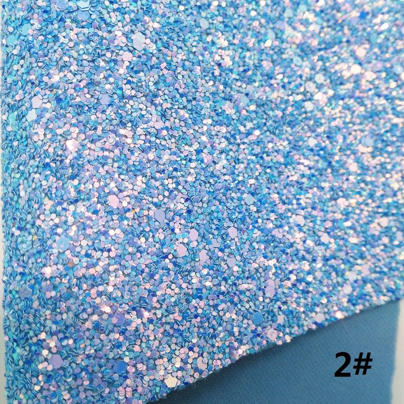 BLUE Glitter Fabric, Chunky Glitter Leather Sheets, Litchi Faux Leather Fabric For Bows A4 Size 8"x11" Twinkling Ming XM139