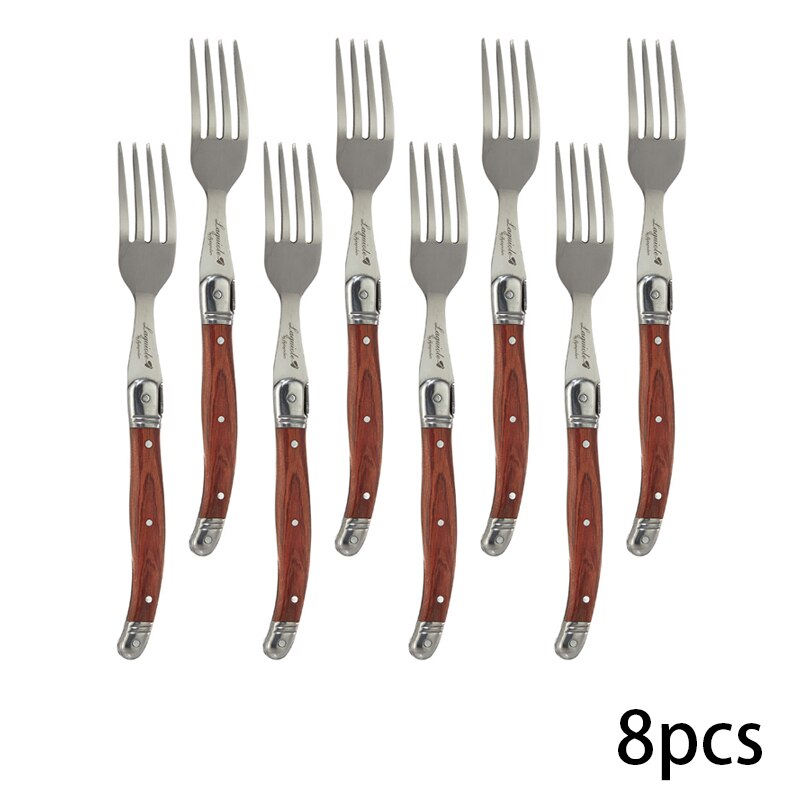 8.5 '' laguiole bøfgaffel bord gafler træ middags gafler japansk rustfrit stål træ servise restaurant bordservice 4/6 stk: 8 stk