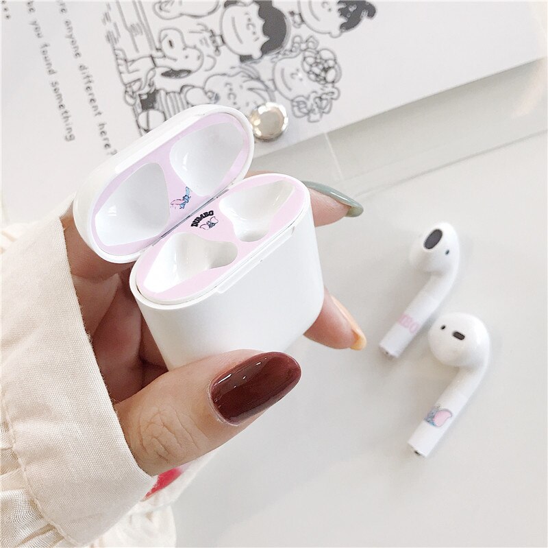 Del fumetto Della Polvere Carino Guard Set per Airpods di Protezione Auricolare Pellicola Della protezione Della Pelle Sticker per Airpods Caricatore Auricolare Scatola a prova di Polvere decalcomanie: 2