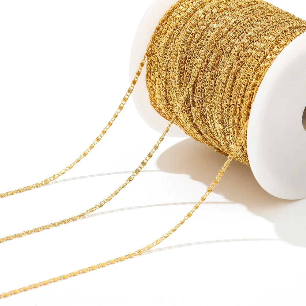 2 meter/parti forgyldt rustfrit stål 2mm brede kæder gør-det-selv smykkekæder til halskæde armbåndsfremstilling fund kæde i bulk