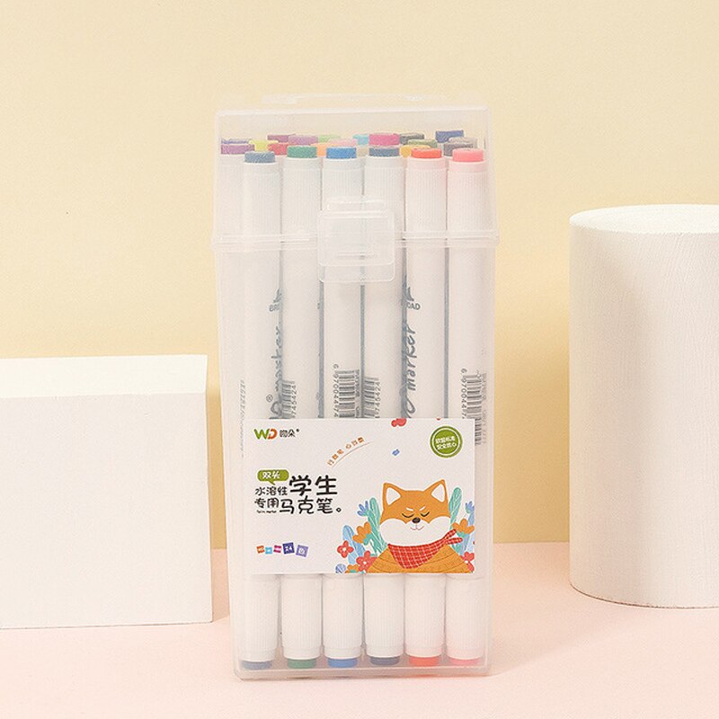 Mark Pen Set 24 36 48 60 Kleuren Dual Head Markers Pen Studenten Schilderen Dubbele Head Waterbasis kleur Pen Schilderij: 36 colors