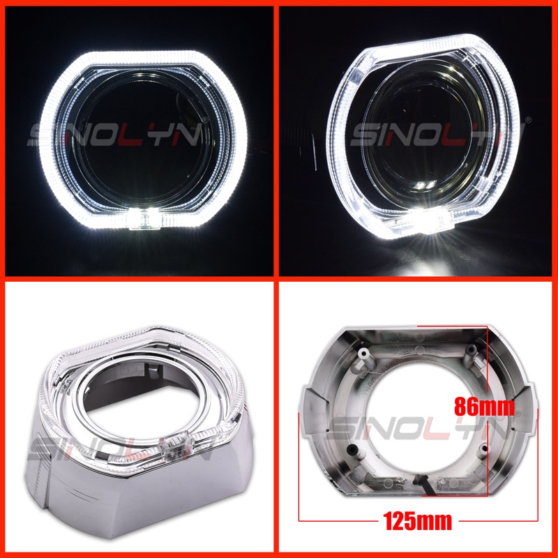 Sinolyn-proyector LED de Ojos de Ángel, faro DRL, bisel de lentes, bisel de lentes, 2,5 '', H1 WST, accesorio de lente de faro bi-xenón