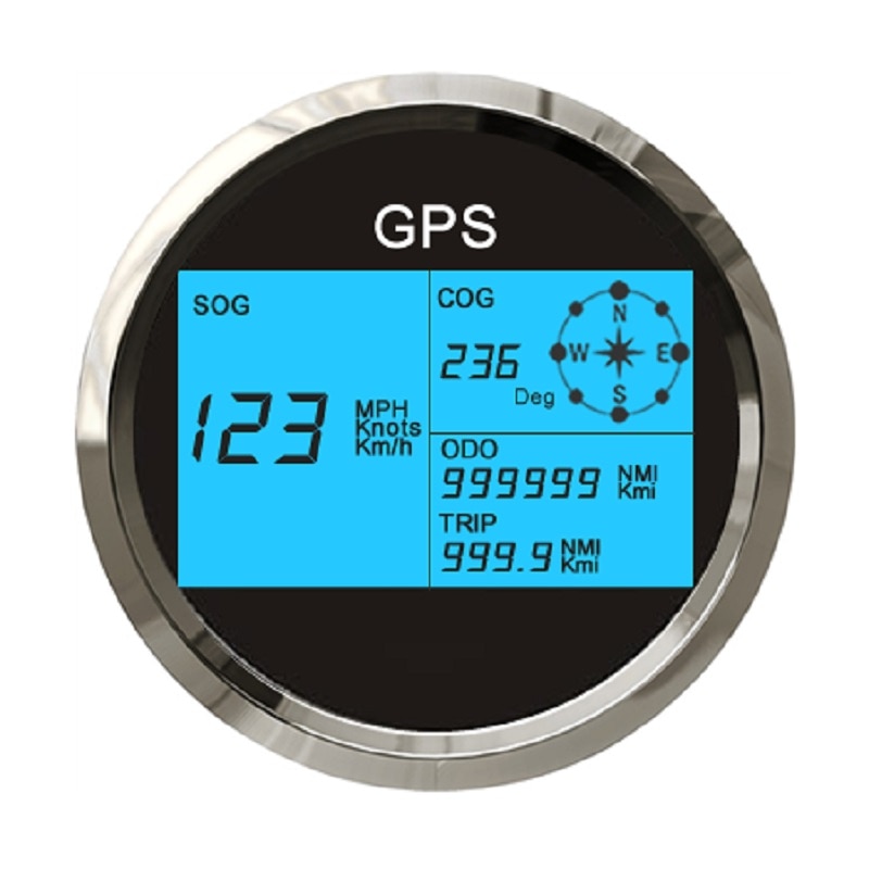 3 3/8" Digital GPS Speedometer Total Mileage Adjustable GPS Blind Area Odometer Compensation 12V 24V