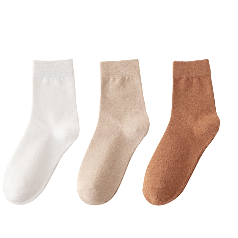 Calcetines Mujer Algodón Color Sólido Otoño Primavera Suave Transpirable: Beige